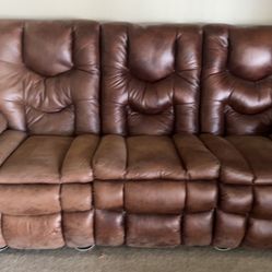 Brown Leather Suede Like Material Power Recliner, Couch, And Loveseat Living Room Set