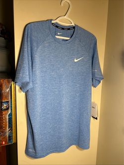 Mens Medium Blue Nike Swim Dri Fit Short Sleeve Performance Shirt!