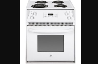 NEW! GE 27" Drop-In Electric Range - White on White Model # JM250DTWW G07112617KA