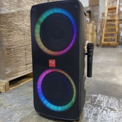 Dual 10” Bluetooth Rechargeable Speaker with Karaoke Function