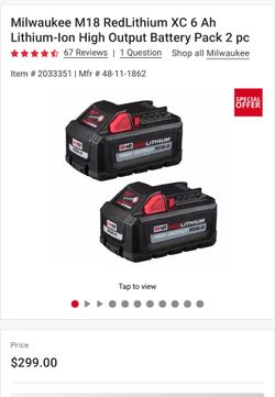 Xc 6.0 Milwaukee battery set