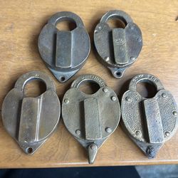 Railroad antique brass padlocks lot