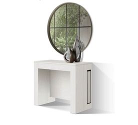 Extending Console Table with Extending Holder, Ash White, Up to 12 Seaters, Made in Italy