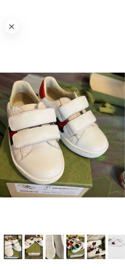 Authentic Gucci Ace Kids Sneakers White Leather
