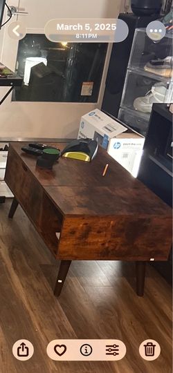 🪵 Lift-Top Coffee Table with Hidden Storage