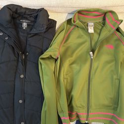 Black Vest (XS) + North Face Zip Up (Medium)