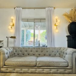 RH Gray Tufted Sofa 
