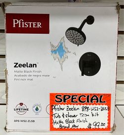 Pfister Zeelan 8P8-WS2-ZLSB Tub & Shower Trim Kit Matte Black Finish Brand New