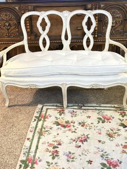 Hollywood Regency Vintage Tufted Loveseat Or Bench