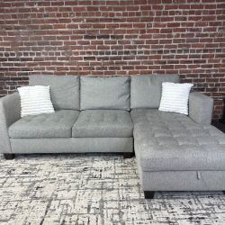 Free Delivery- gray 2pc sectional sofa couch W storage chaise