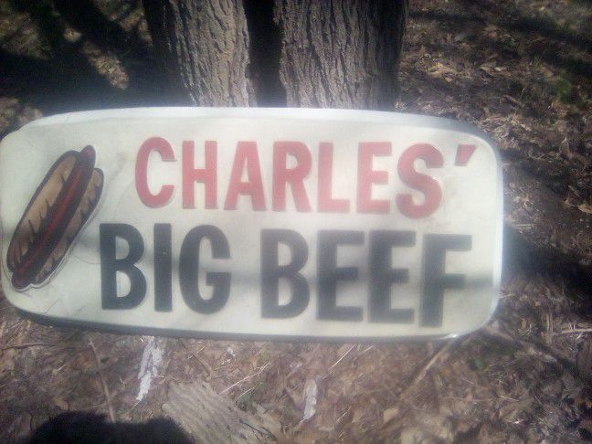  Old School Charlie's Big Beef HOT DOG Sign