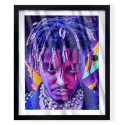 Custom art piece of juicewrld on black frame