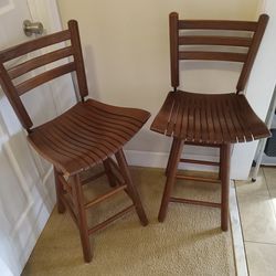 Beautiful Vintage Mid Century Modern Wooden Barstools Chairs 