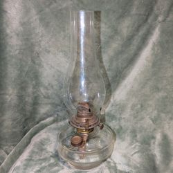 Large 15in Kerosene Oil Lamp Antique 1800s Vintage Home Decor Original Brass 1900s Primitive