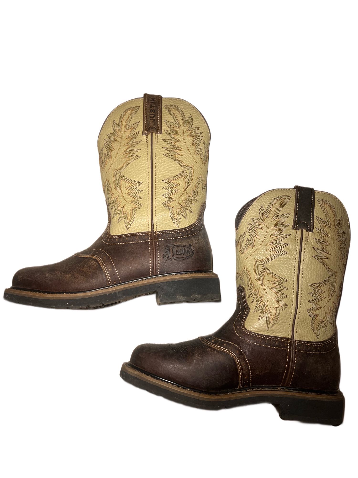 Justin Two Toned Leather Western Work Cowboy Boots