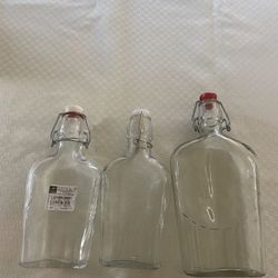 Vintage Glass Clear Bottles 