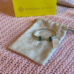 Kendra Scott Elton Silver Cuff Bracelet Green Stones