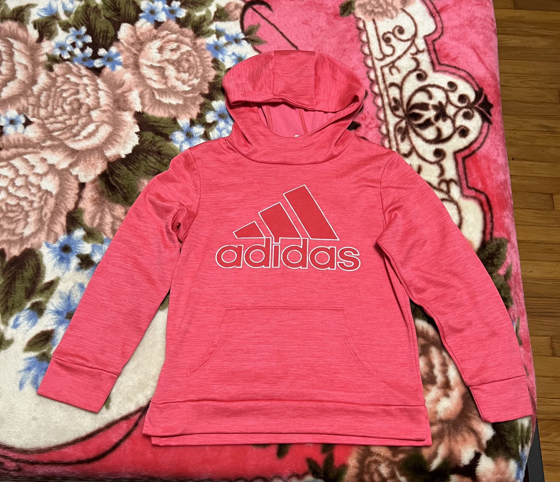 Adidas Pink Girls Pullover Hoodie Medium 10/12