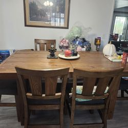 Solid Wood Table With chairs And Leaf