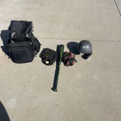 Baseball Bag Helmet Baseball Bat And Gloves