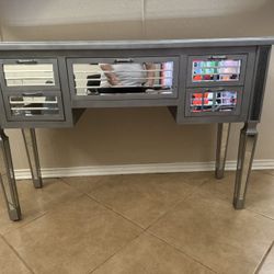 Gray Glass Makeup Vanity 