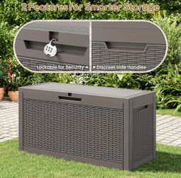 New-Outdoor Storage Box, 60 Gallon Resin Deck Boxes Outdoor Waterproof For Patio Furniture, Garden Tools, Pool Supplies, Lockable And UV Resistant (Ra