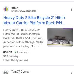Two bicycle bicycle rack inbox never opened