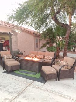 Patio Set Fire Pit And Furniture With Cushions
