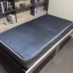 Twin Day Bed with Drawers & Shelves - Mattress Pillows Included