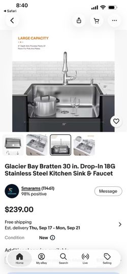 Glacier Bay Bratten 30 in. Drop-In Stainless Steel Kitchen Sink & Faucet