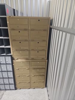 Mailbox, Brass, Powder Coated, 8 Doors, Recessed, Front Loading