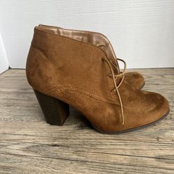 Charlotte Russe Camel Suede Ankle Booties Sz 10 Lace Up Heels