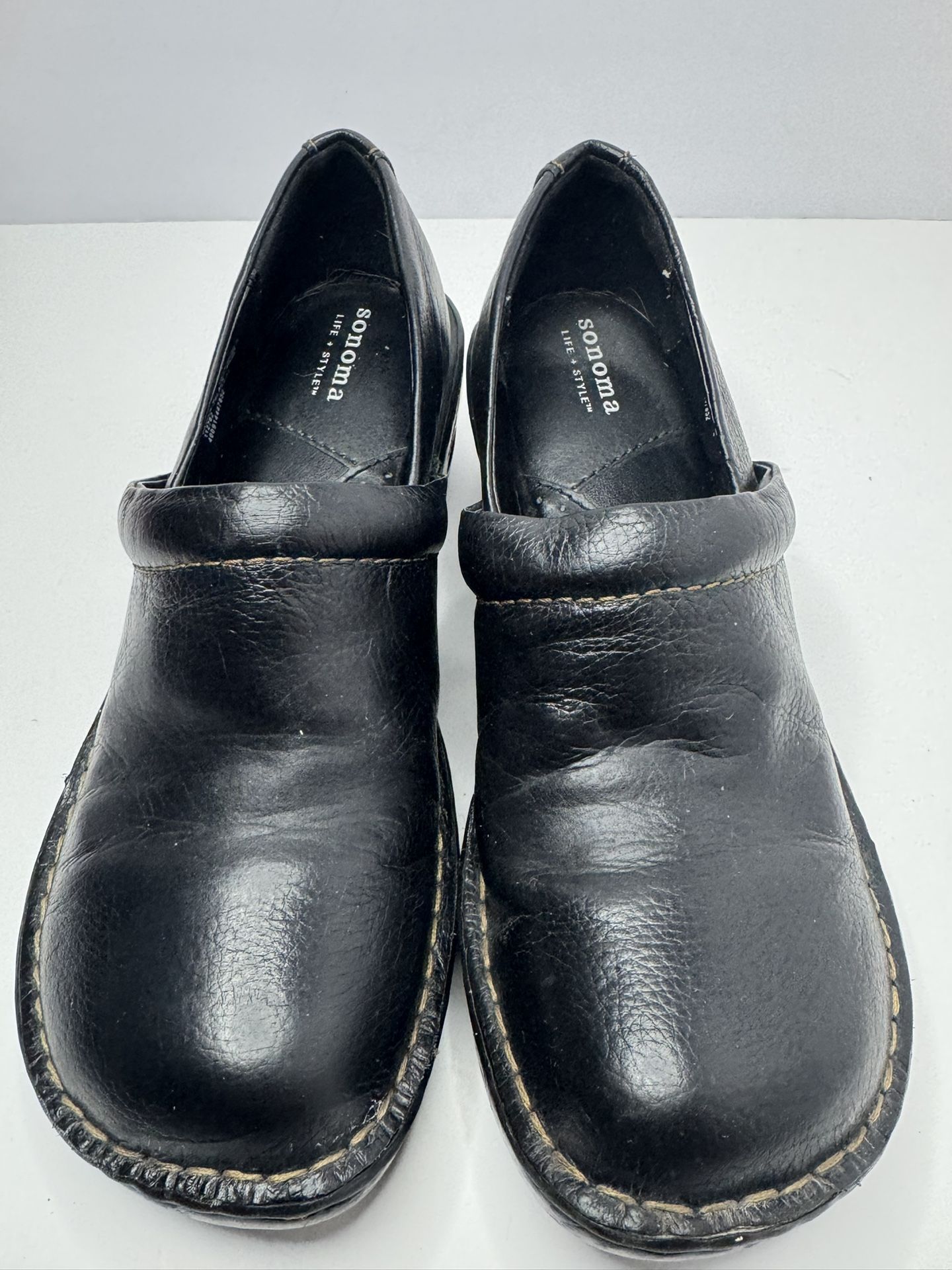 Sonoma Black Leather Clogs Size 7M