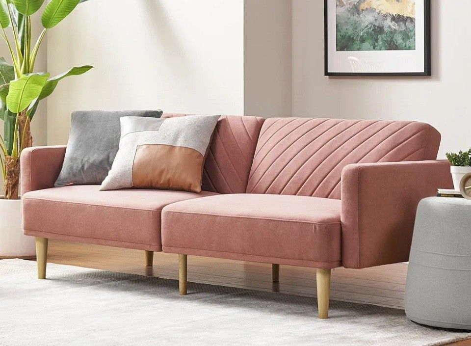Rose Colored Futon Couch Like New