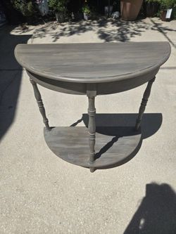 Vintage Half Moon Wood Curved Console Hall Or Accent Table