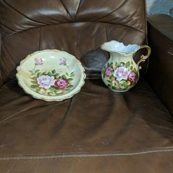 Vintage Japanese Pitcher And Plate