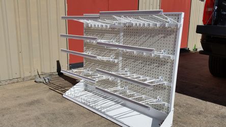 Heavy duty steel framed 4X4 pegboard shelving units