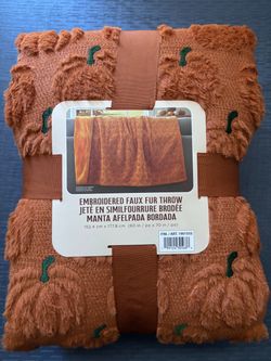 Costco Viral Embroidered Faux Fur Throw Blanket 60x70