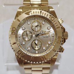 Invicta Pro Diver Chronograph Gold Men's Watch #1774 Large MSRP $695 New Battery
