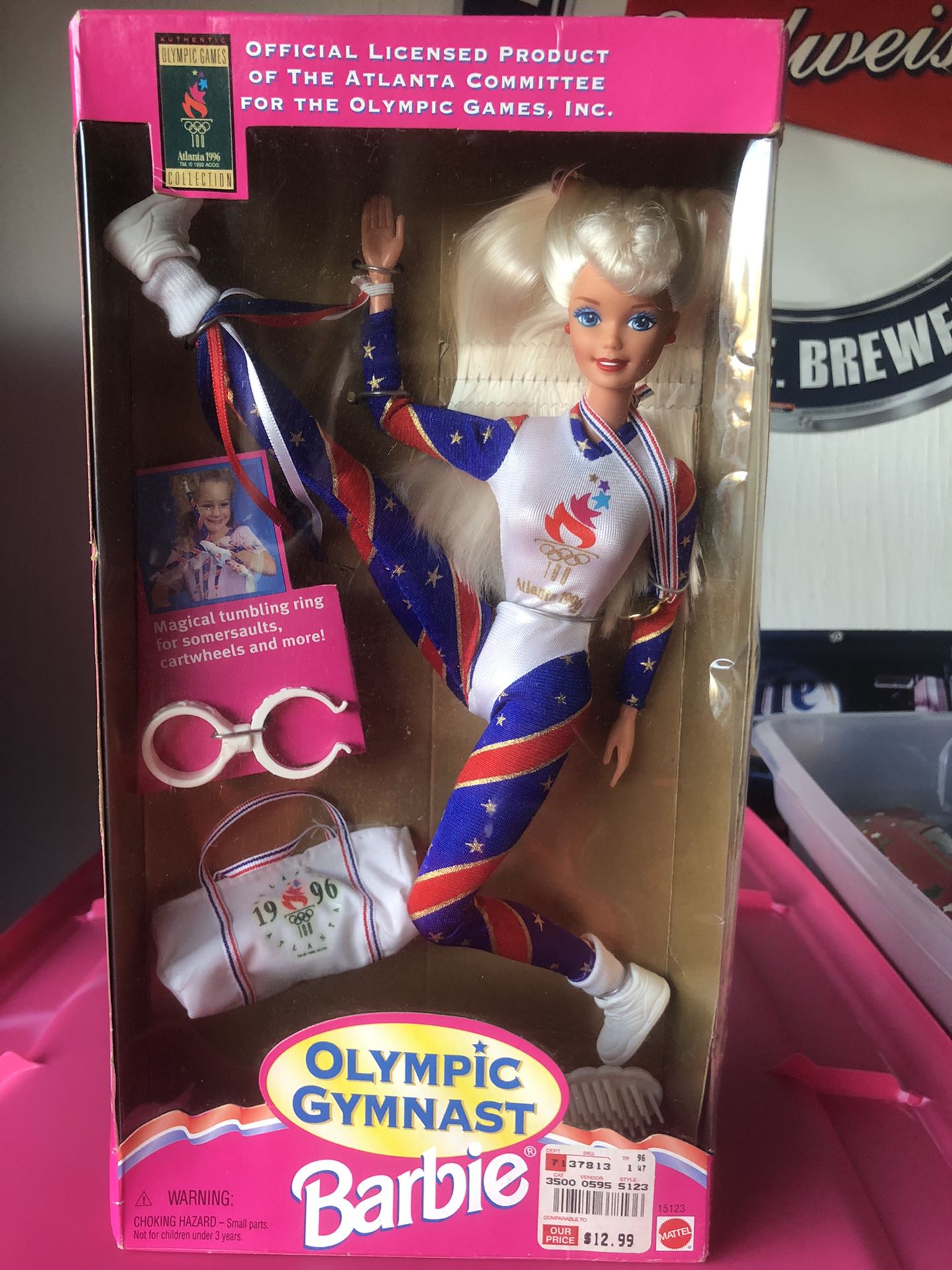 Vintage 1996 Atlanta Olympic Gymnast Barbie in Original Box by Mattel, Never Used, Collectible Barbie
