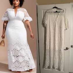 XPlusWear White Lace Maxi Dress 