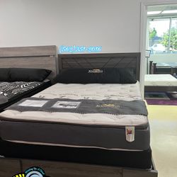 Queen Grey Bed Frame Wood Cama Gris 