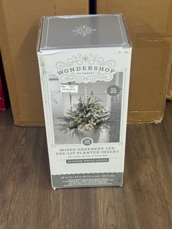 Wondershop 28" Mixed Greenery LED Pre-Lit Planter Insert