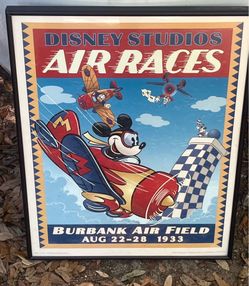 Disney Studios Mickey's Air Races Burbank Poster 20x16” 2010 Reproduction Mickey Mouse