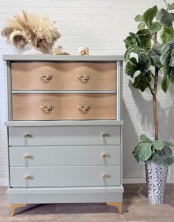 Mid Century Modern Tallboy Dresser 4 Drawer