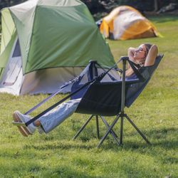 🆕️ RIO Swinging Hammock Chair with Footrest Sports & Fitness / Camping Gear / Beach & Camping Chairs