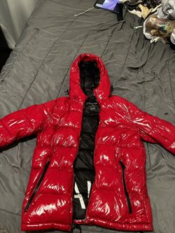 Red Calvin Klein Bubble Coat