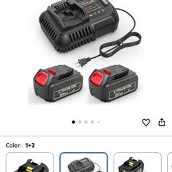 Replacement for DeWalt 20V Max Battery Charger, 2 Pack 6.0Ah Replace Battery & DCB112 Fast Charger Compatible with Dewalt 20V Max Battery DCB206 DCB20