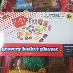 Grocery Basket Food Playset New