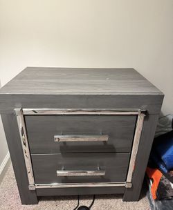 Modern Gray Nightstand w/ Storage